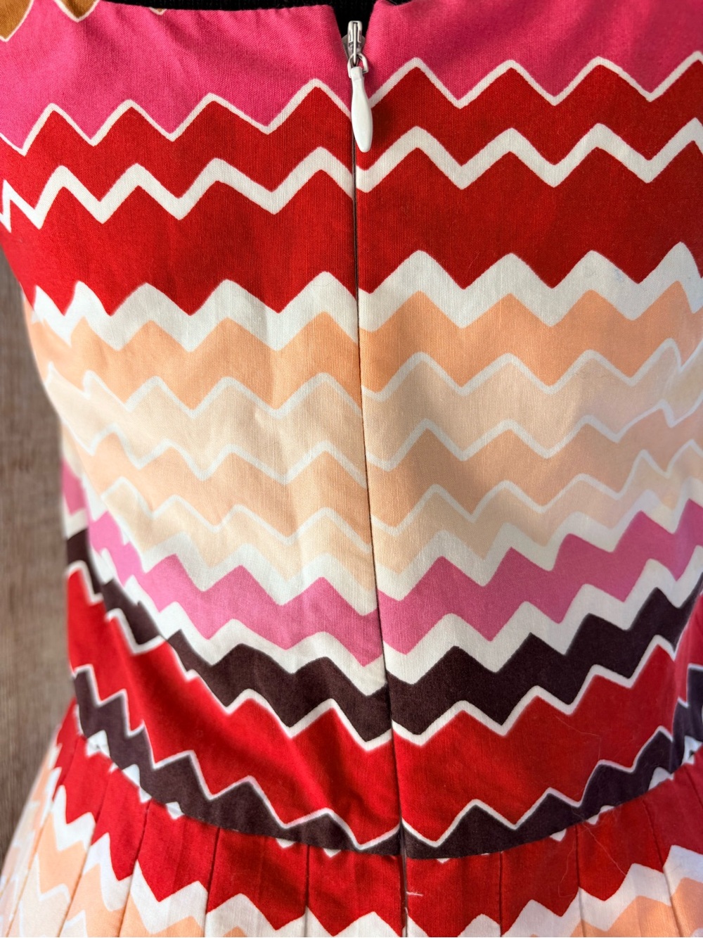 Max & Cleo Red Brown Pink Ric Rac Design Fit & Flare Sundress Adjustable Straps - Picture 7 of 9